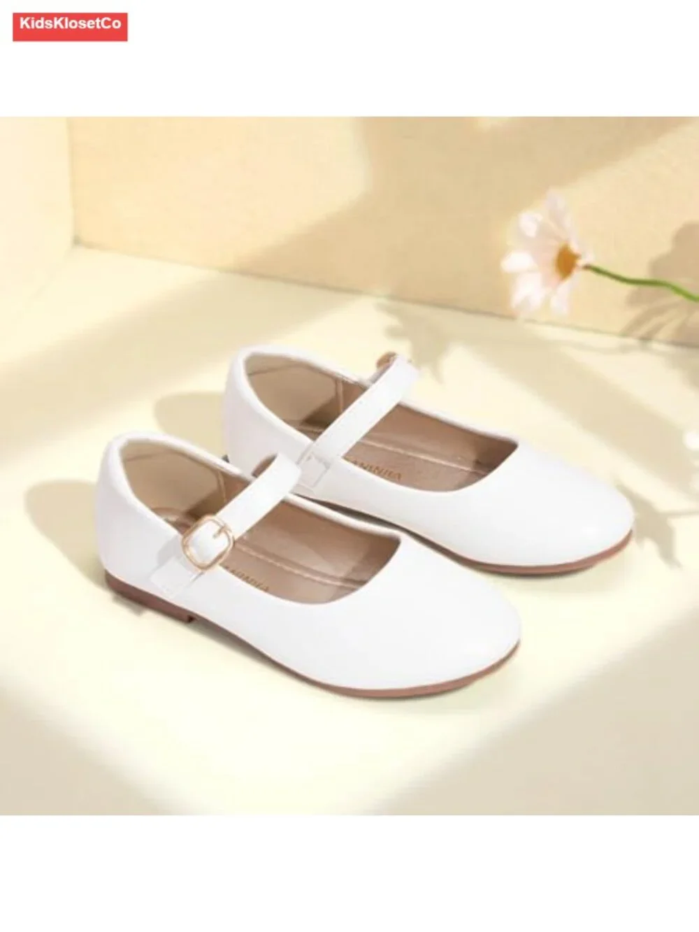 Girls Round Toe Mary Jane Flats with Hook and Loop Closure